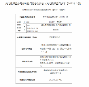 贷款管理违规！罗田一银行又被罚35万元