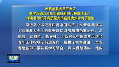市委常委会召开会议 把牢正确方向扎实做好新时代共青团工作 锚定目标任务高质量完成自建房安全专项整治