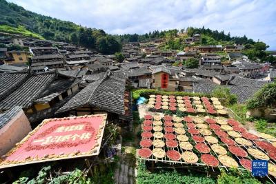 福建尤溪：古村“晒秋”忙