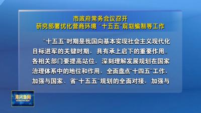 市政府常务会议召开 研究部署优化营商环境“十五五”规划编制等工作
