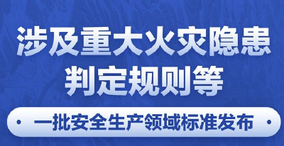 涉及重大火灾隐患判定规则等 一批安全生产领域标准发布