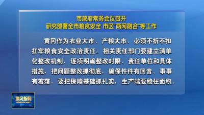 市政府常务会议召开 研究部署全市粮食安全 市区“两网融合”等工作