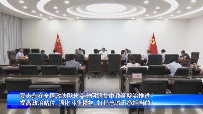 夏志东在全区政法队伍突出问题集中教育整治推进会上强调 提高政治站位 强化斗争精神 打造忠诚干净担当的