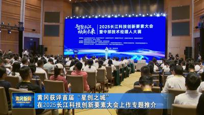 黄冈获评首届“星创之城” 在2025长江科技创新要素大会上作专题推介