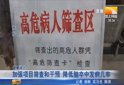 加强项目筛查和干预 降低脑卒中发病几率