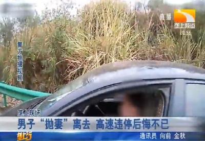 男子“抛妻”离去 高速违停后悔不已