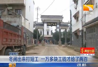 冬闲出来打短工 一万多块工钱才给了两百
