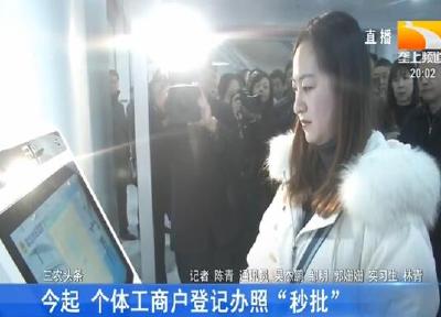 今起 个体工商户登记办照 “秒批”