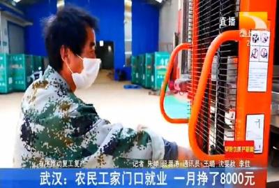 武汉：农民工家门口就业 一月挣了8000元