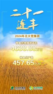 457.65亿斤！北大荒集团粮食生产实现“二十一连丰”