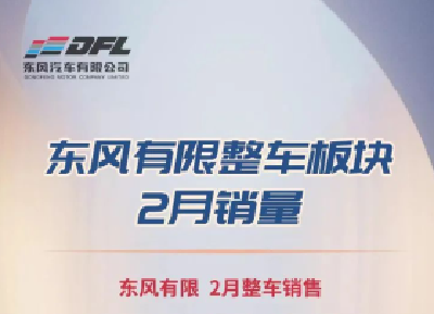 东风有限2月整车销售77704辆，同比增长2.8%