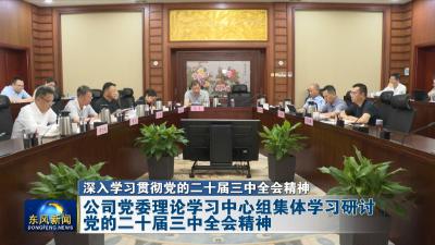 深入学习贯彻党的二十届三中全会精神 
公司党委理论学习中心组集体学习研讨党的二十届三中全会精神