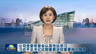 公司党委常委会认真传达学习
习近平总书记近期重要讲话重要指示精神