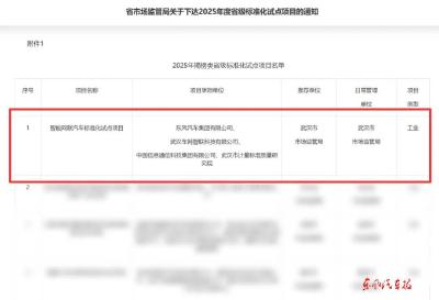 东风汽车牵头湖北智能网联汽车标准化试点项目