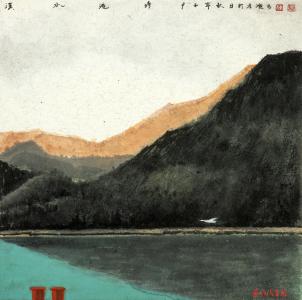 汉水港湾 （国画 作者 谢逢春）