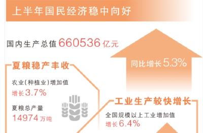 上半年GDP同比增长5.3%，经济半年报含金量高