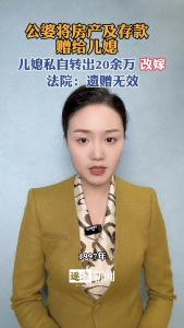 公婆将房产及存款赠给儿媳@逐浪新闻