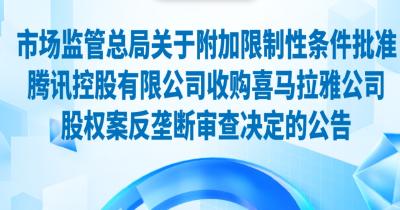 市场监管总局附条件批准腾讯收购喜马拉雅股权案